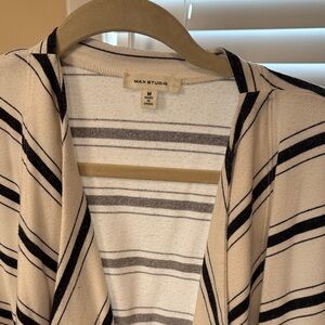 Max Studio Cream and Black Striped Cardigan